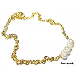 Náhrdelník - řetízek s řadou říčních perel